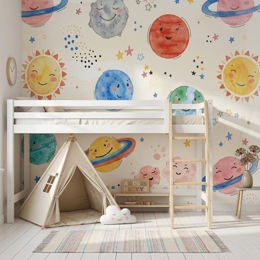 Space Wallpaper Planets Removable Nursery Wall Decor
