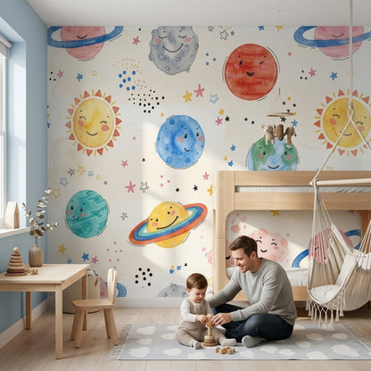 Space Wallpaper Planets Removable Nursery Wall Decor