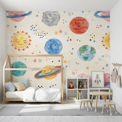 Space Wallpaper Planets Removable Nursery Wall Decor