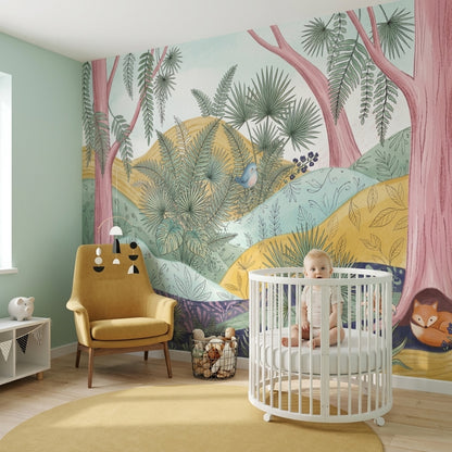 Whimsical Forest Wallpaper Enchanted Woodland Storybook Wall Mural