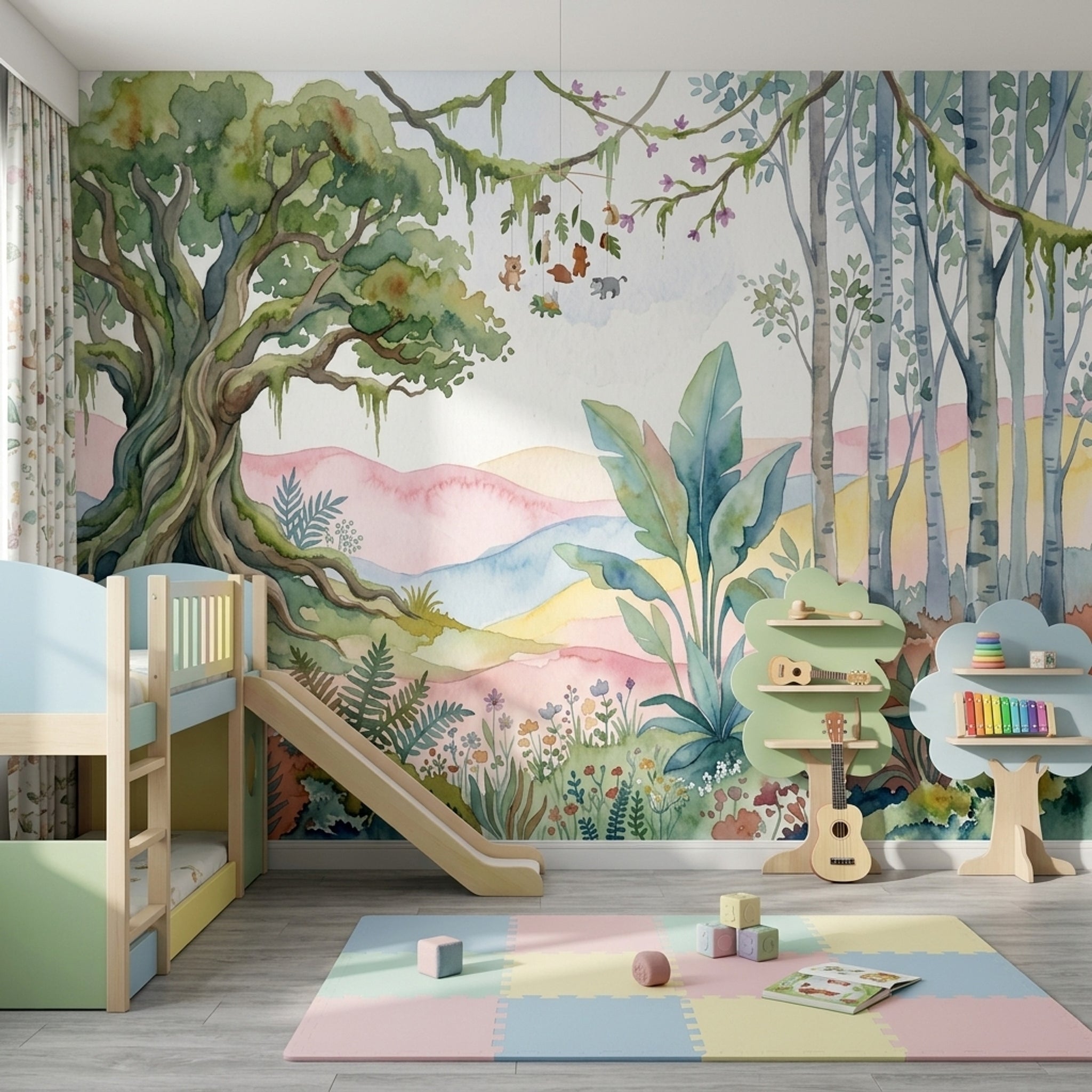 Whimsical Forest Wallpaper Enchanted Woodland Storybook Grove Wall Mural