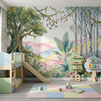 Whimsical Forest Wallpaper Enchanted Woodland Storybook Grove Wall Mural