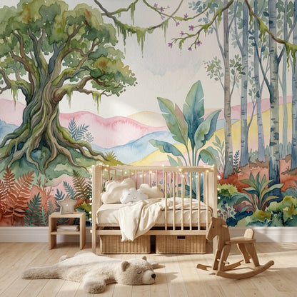 Whimsical Forest Wallpaper Enchanted Woodland Storybook Grove Wall Mural