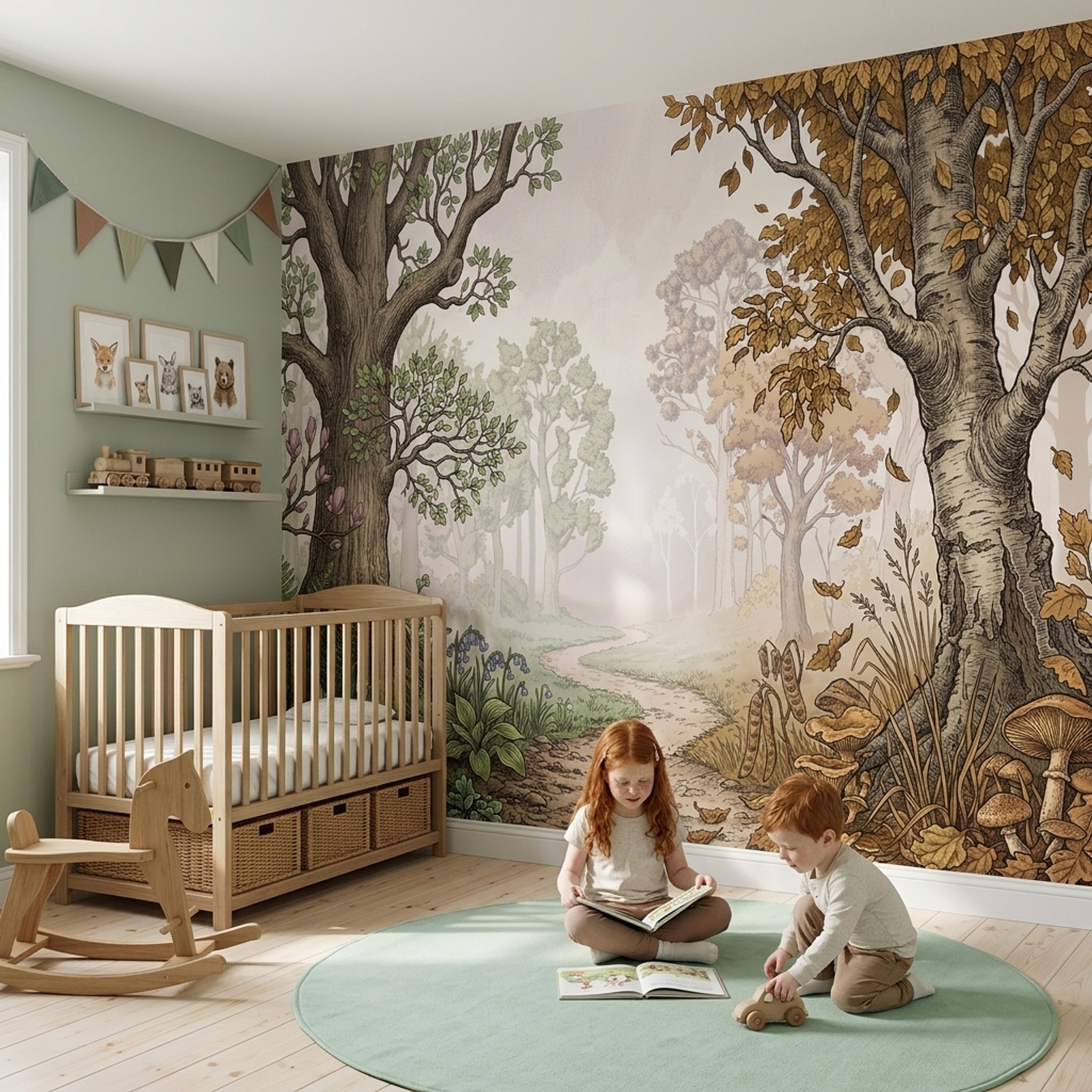 Misty Forest Wallpaper Woodland Removable Botanical Wall Decor