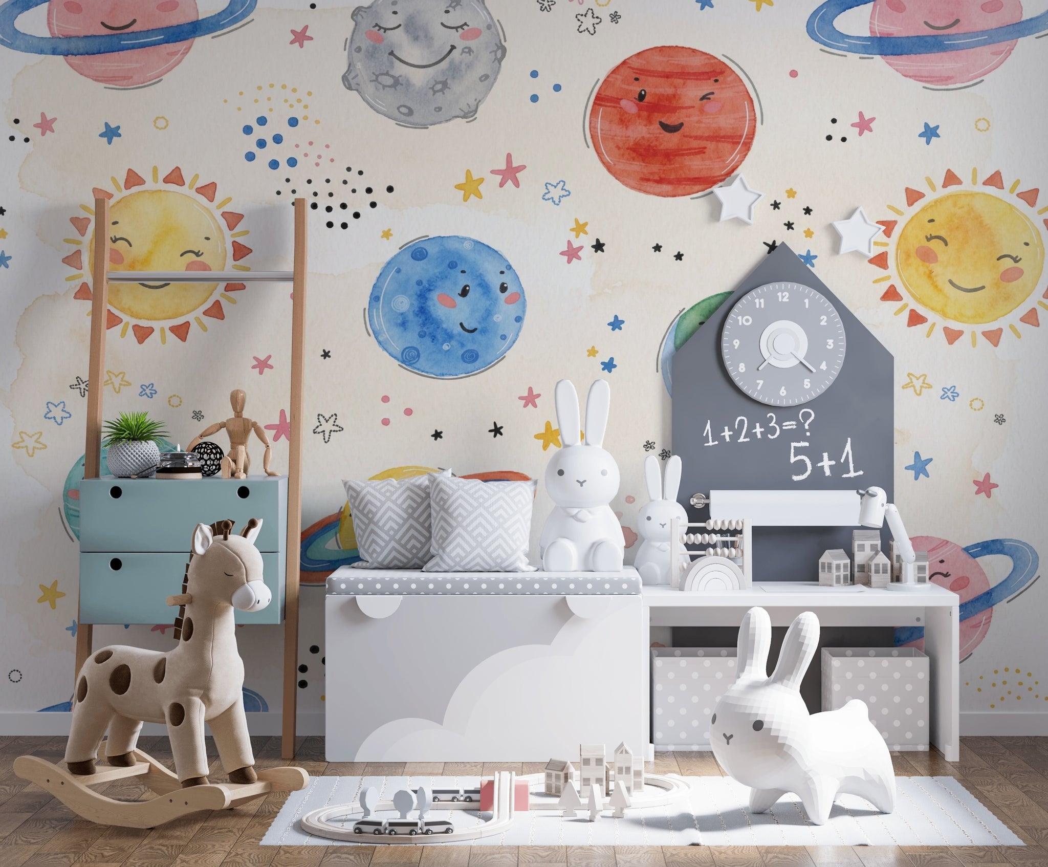 Space Wallpaper Planets Removable Nursery Wall Decor