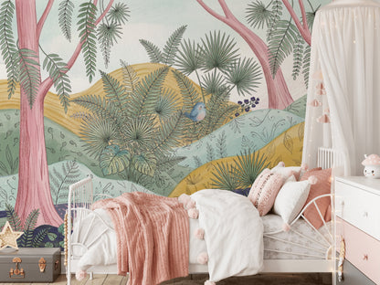Whimsical Forest Wallpaper Enchanted Woodland Storybook Wall Mural