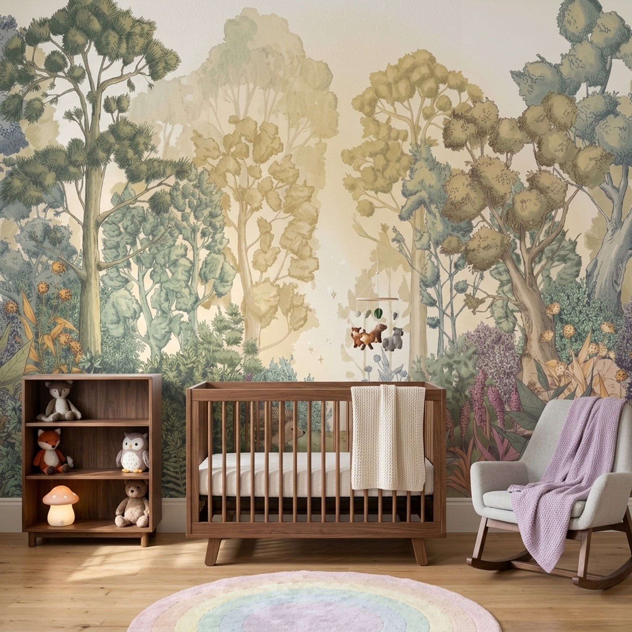 Misty Forest Wallpaper Woodland Botanical Removable Wall Decor
