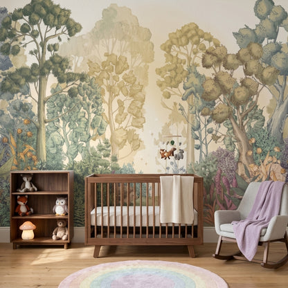 Misty Forest Wallpaper Woodland Botanical Removable Wall Decor