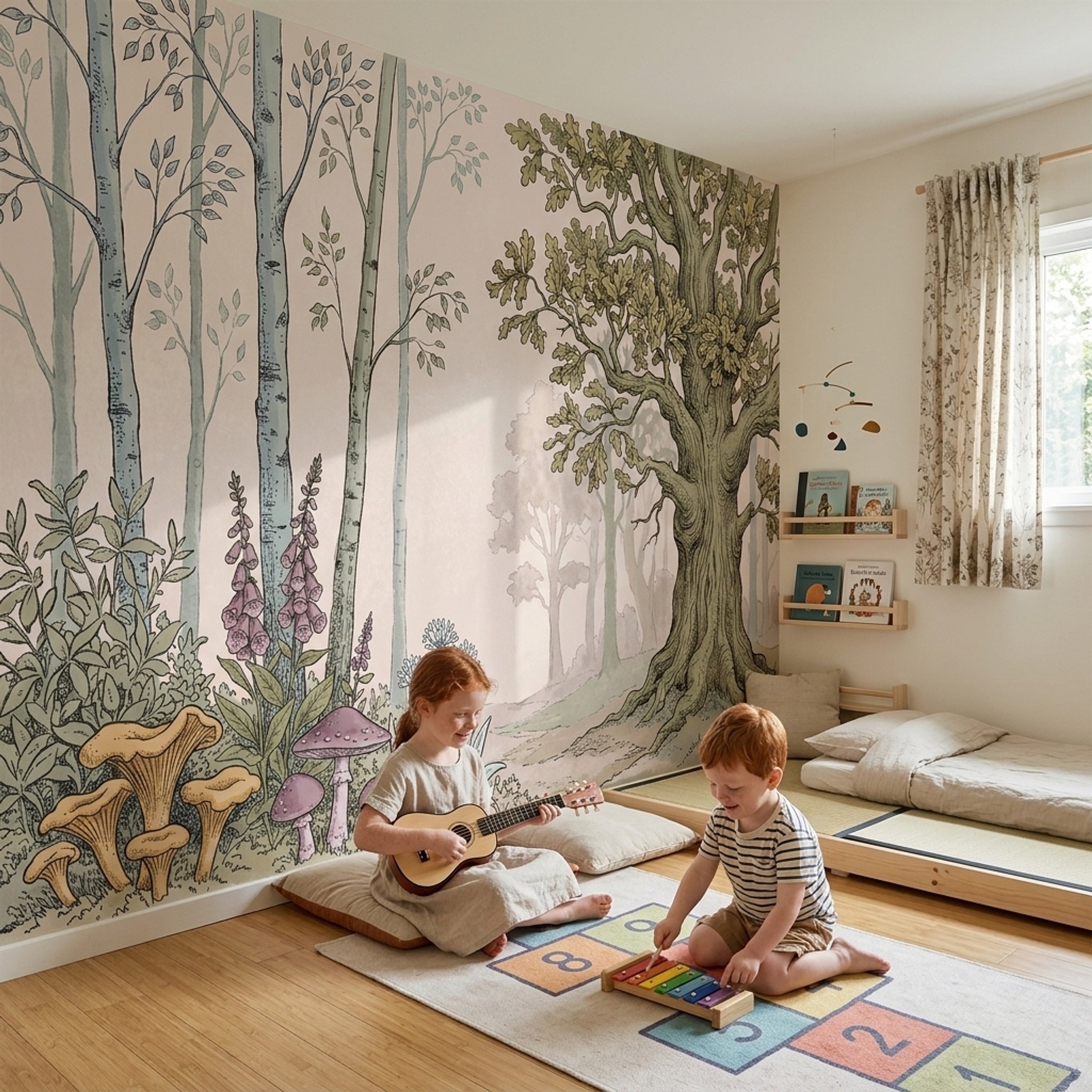 Woodland Wallpaper Forest Landscape Removable Oak Tree Wall Decor