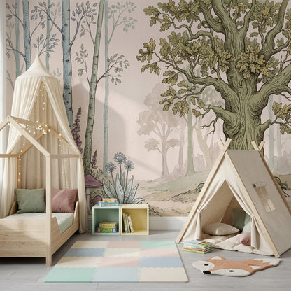 Woodland Wallpaper Forest Landscape Removable Oak Tree Wall Decor