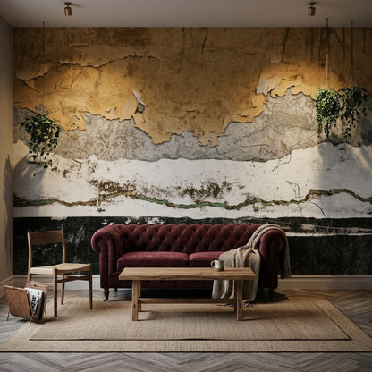 Distressed Wallpaper Peeling Plaster Removable Birds Wall Decor