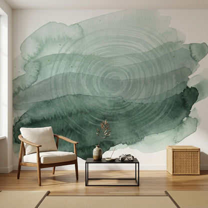 Muted Green Wallpaper Watercolor Minimalist Wall Mural