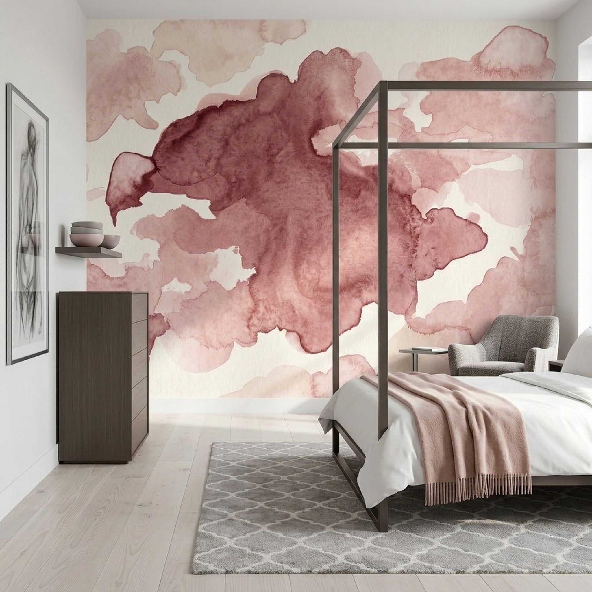 Paper Texture Wallpaper Watercolor Removable Abstract Wall Decor