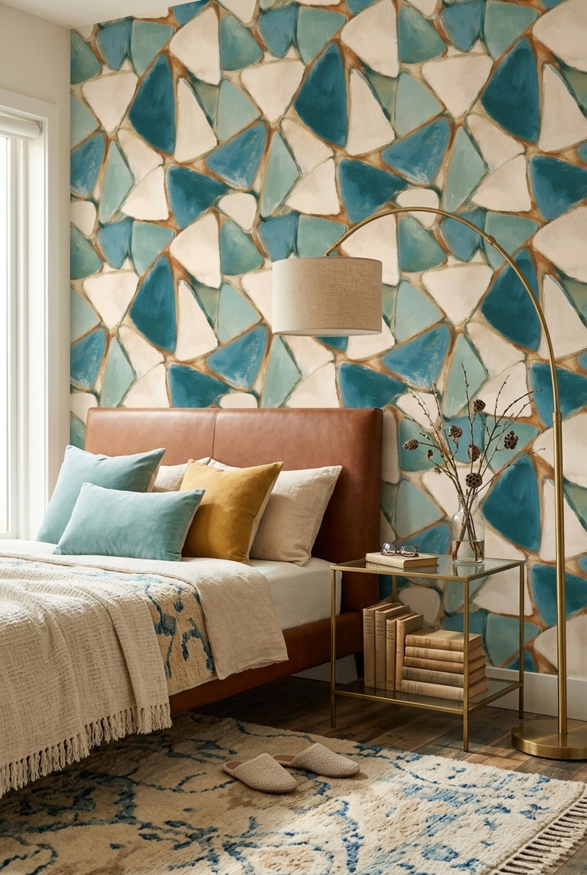 Abstract Mosaic Wallpaper Sea Glass Coastal Decorative Mural