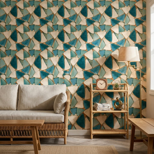 Abstract Mosaic Wallpaper Sea Glass Coastal Decorative Mural