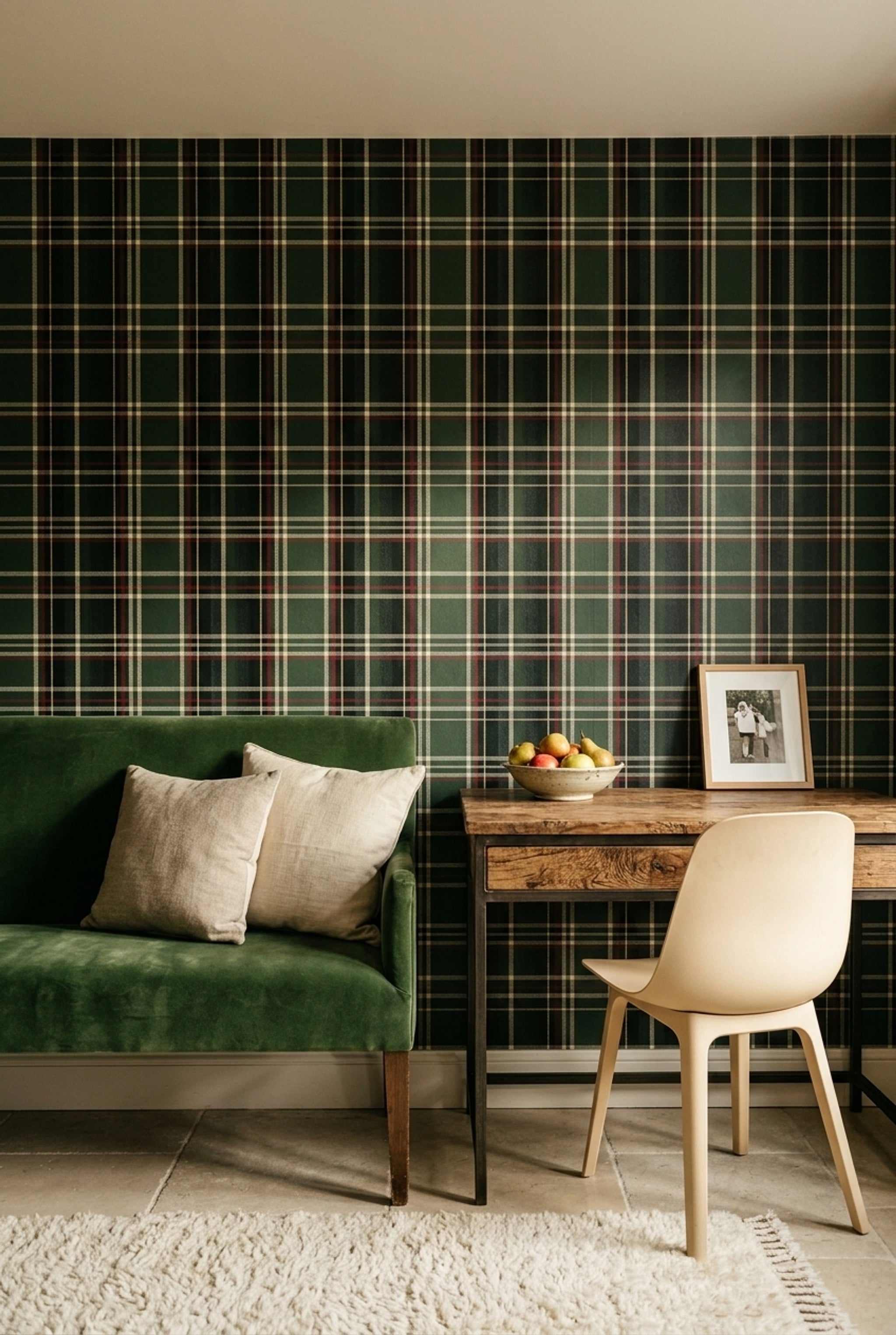 Tartan Wallpaper Plaid Removable Forest Green Wall Decor