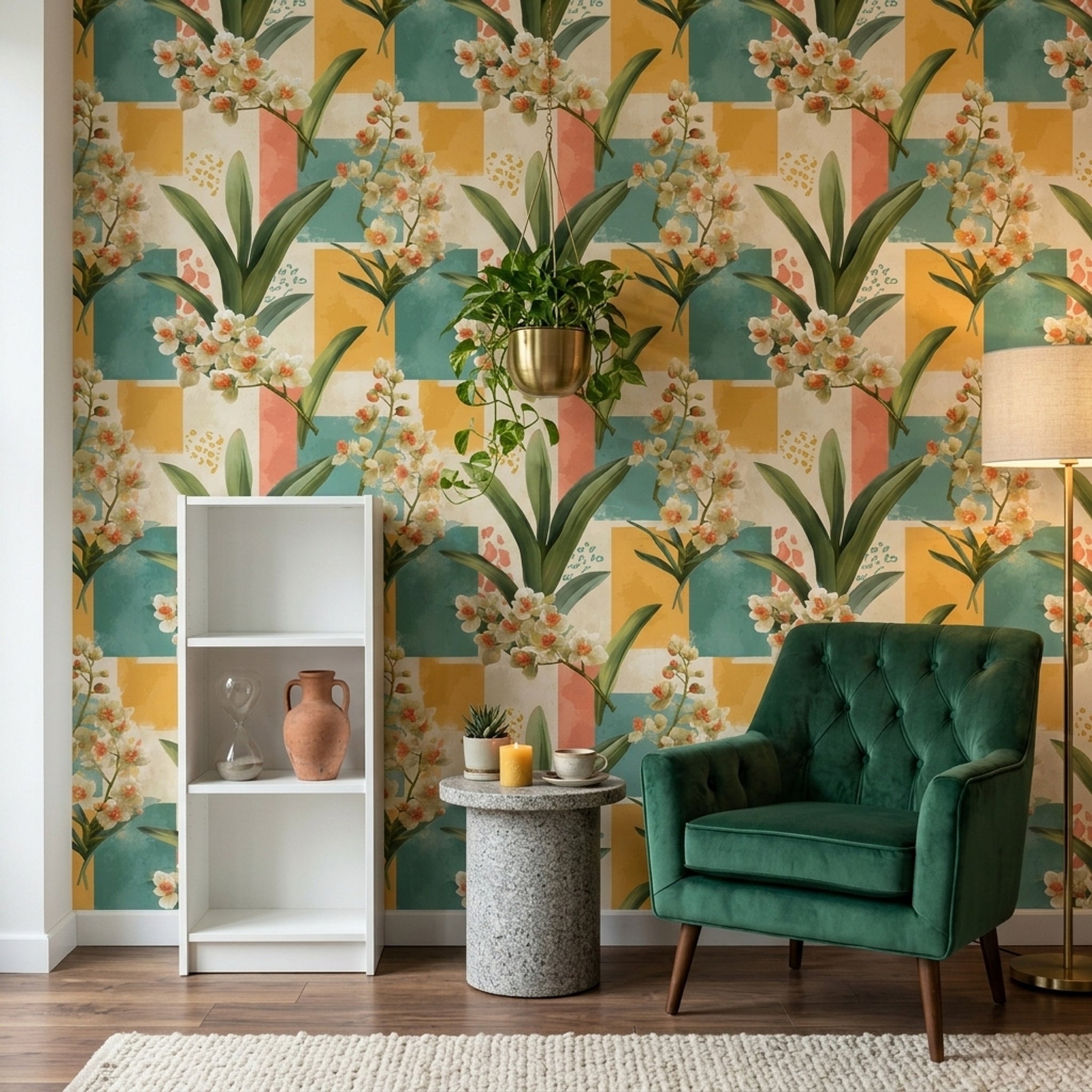 Orchid Wallpaper Floral Botanical Leaves Decorative Mural