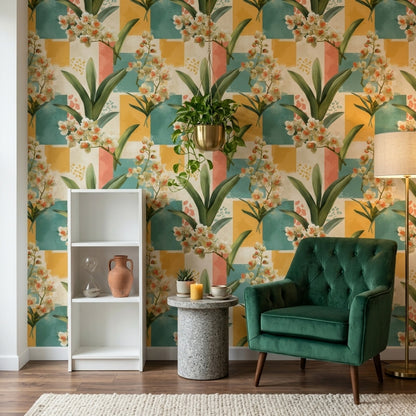 Orchid Wallpaper Floral Botanical Leaves Decorative Mural