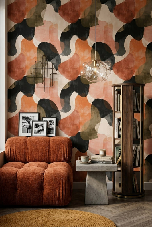 Organic Shapes Wallpaper Modern Color Block Removable Wall Decor
