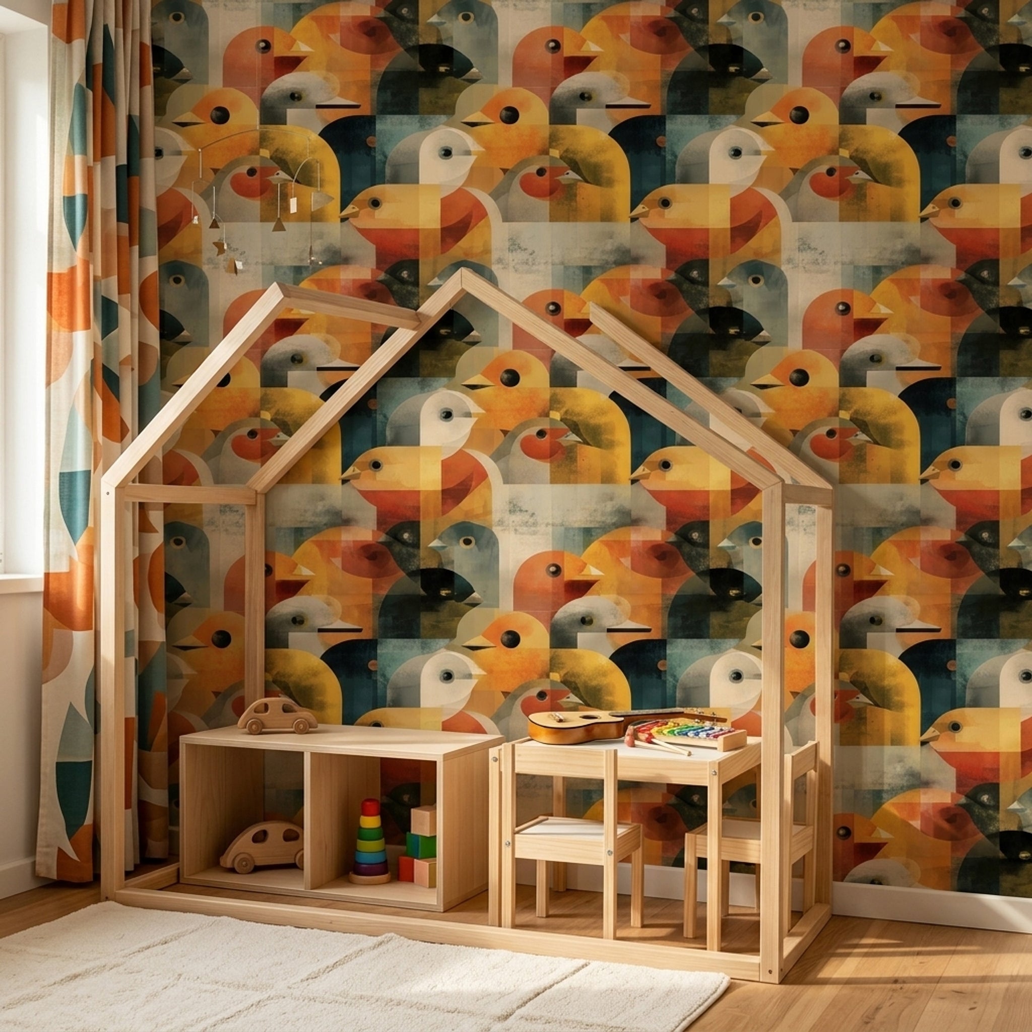 Mid Century Modern Wallpaper Retro Geometric Decorative Mural