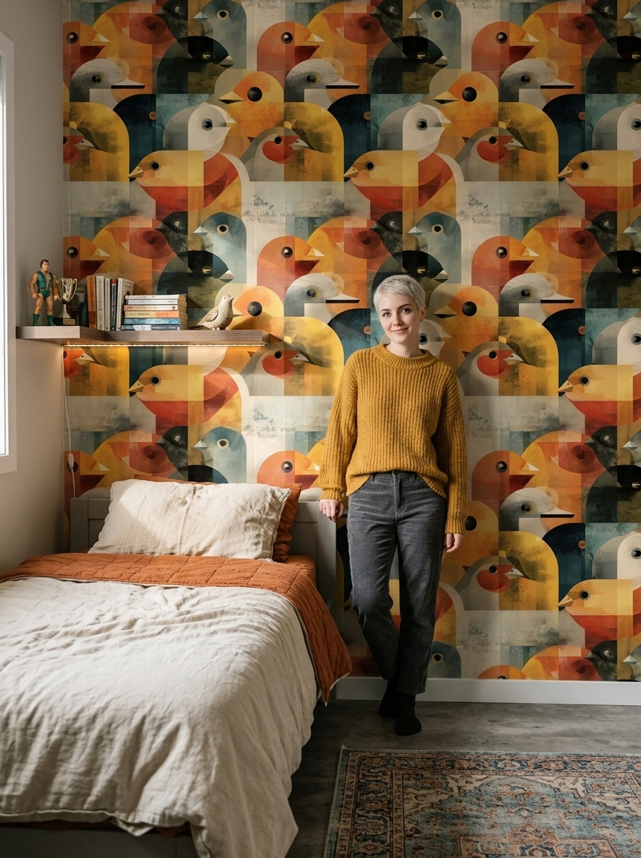 Mid Century Modern Wallpaper Retro Geometric Decorative Mural