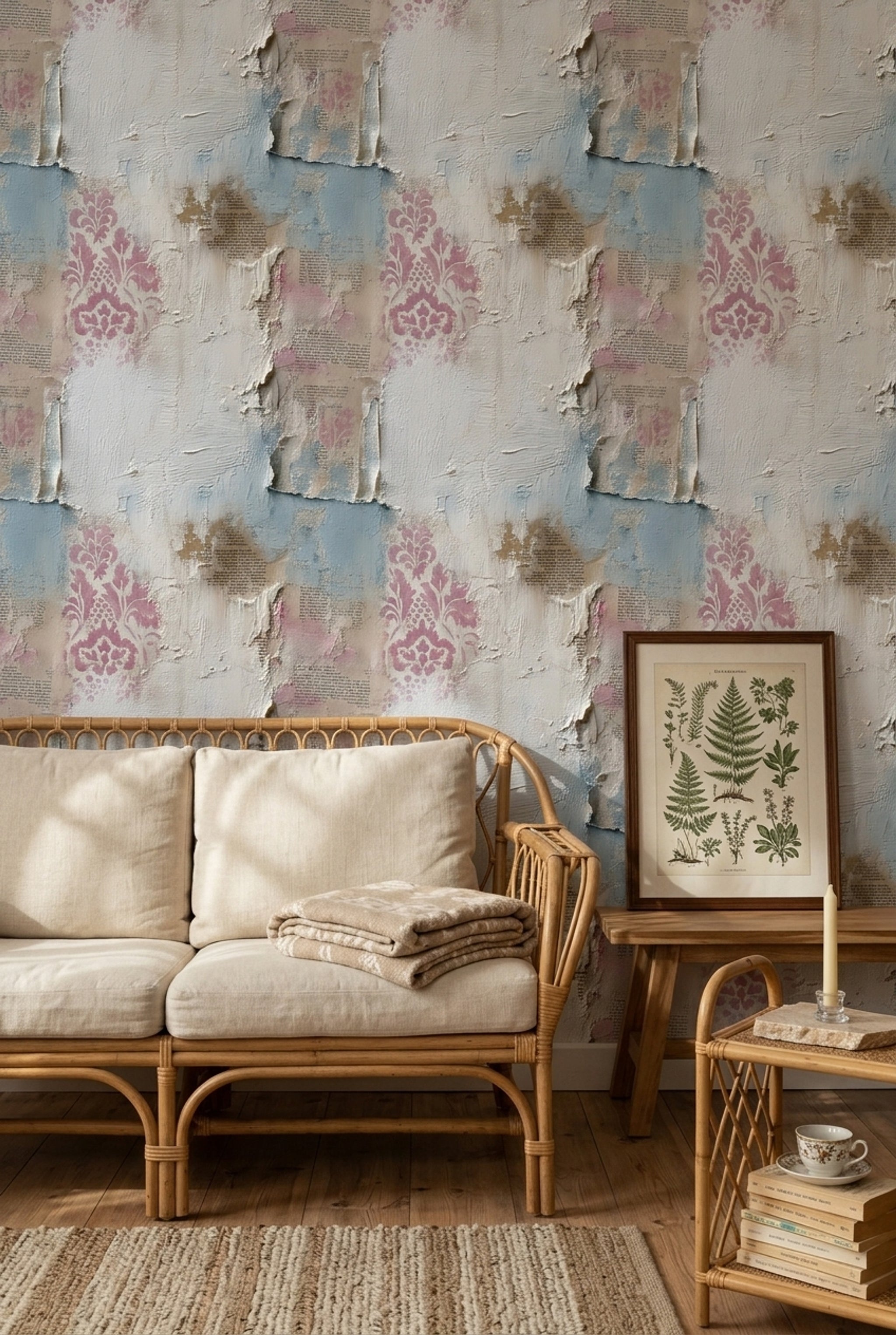 Abstract Texture Wallpaper Distressed Plaster Shabby Chic Removable Wall Decor