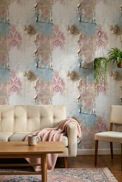 Abstract Texture Wallpaper Distressed Plaster Shabby Chic Removable Wall Decor