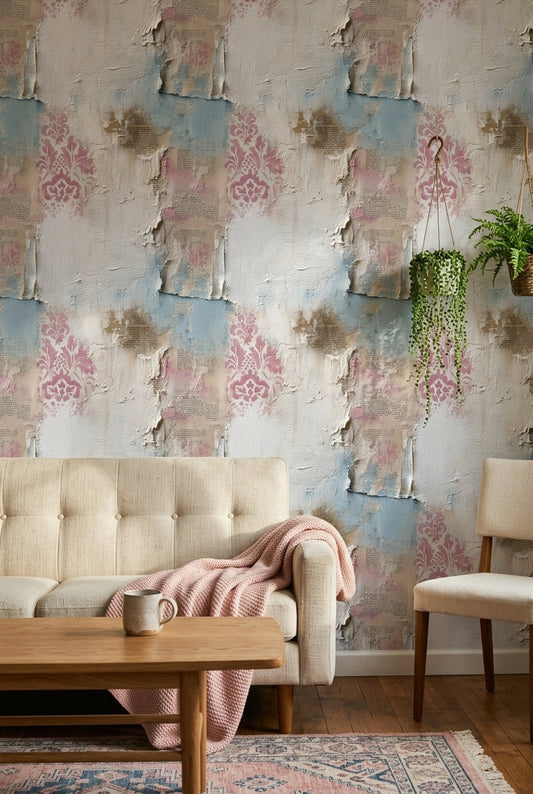 Abstract Texture Wallpaper Distressed Plaster Shabby Chic Removable Wall Decor