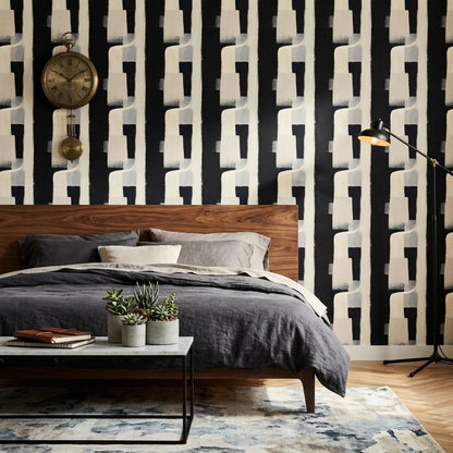 Dark Abstract Wallpaper Geometric Blocks Scandinavian Neutral Decorative Mural
