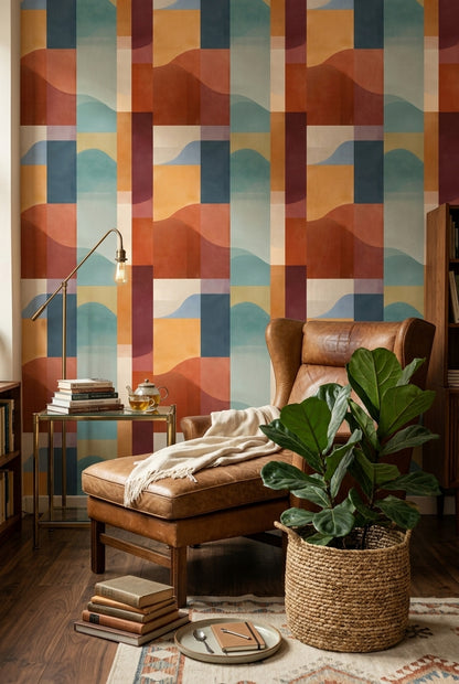 Mid Century Modern Wallpaper Geometric Decorative Mural