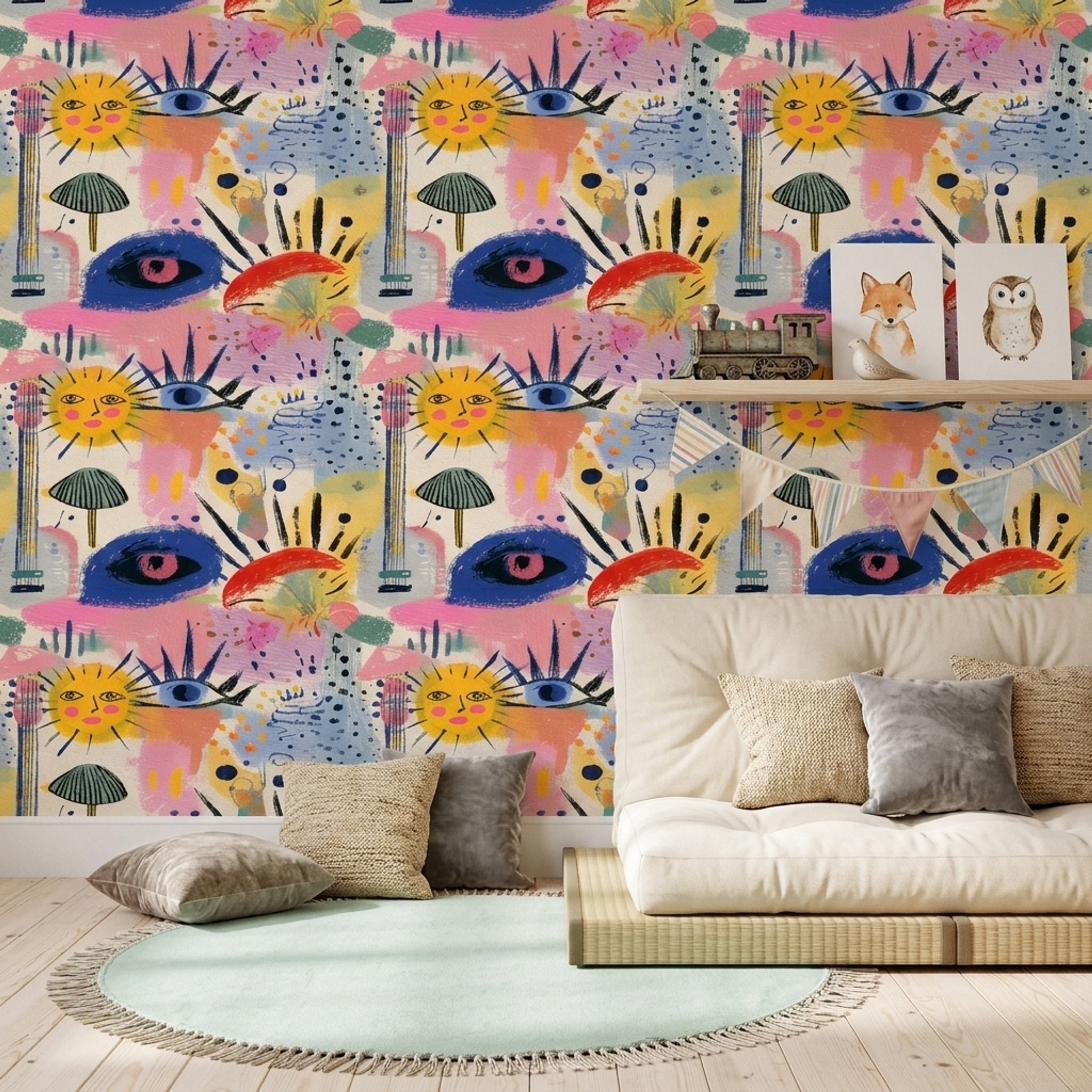 Totem Wallpaper Tribal Removable Sun Wall Double Roll