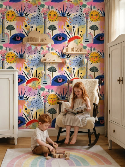 Totem Wallpaper Tribal Removable Sun Wall Double Roll