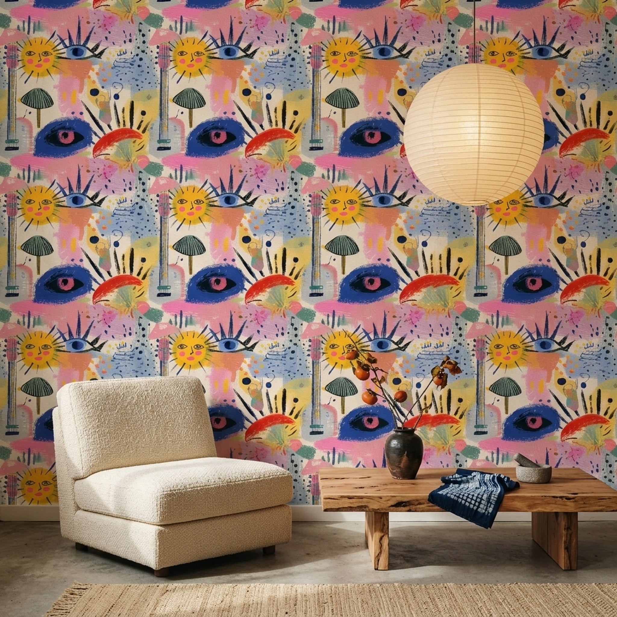 Totem Wallpaper Tribal Removable Sun Wall Double Roll