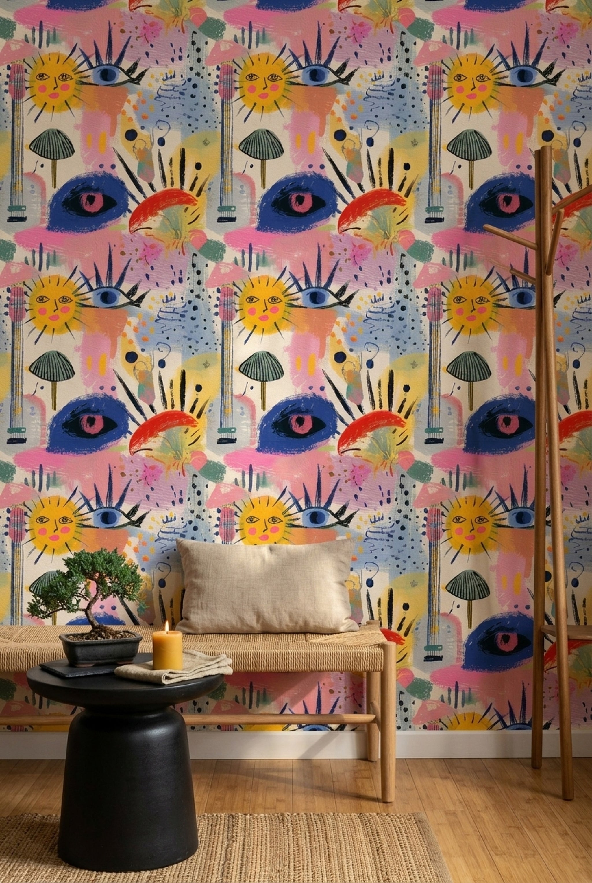 Totem Wallpaper Tribal Removable Sun Wall Double Roll