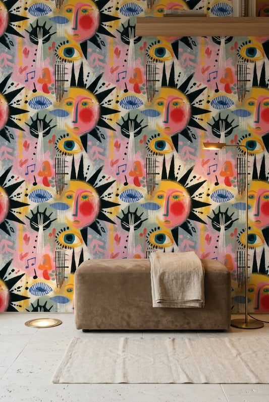 Abstract Wallpaper Bright Modern Removable Wall Decor