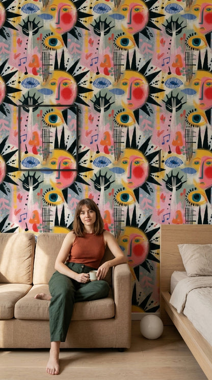 Abstract Wallpaper Bright Modern Removable Wall Decor