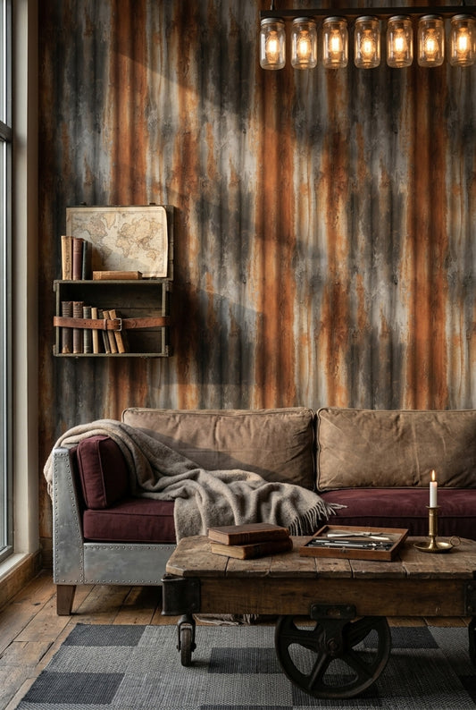 Weathered Metal Wallpaper Distressed Texture Patina Decorative Mural