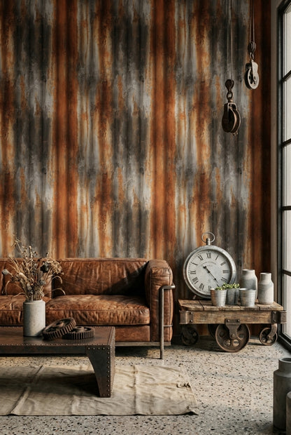 Weathered Metal Wallpaper Distressed Texture Patina Decorative Mural