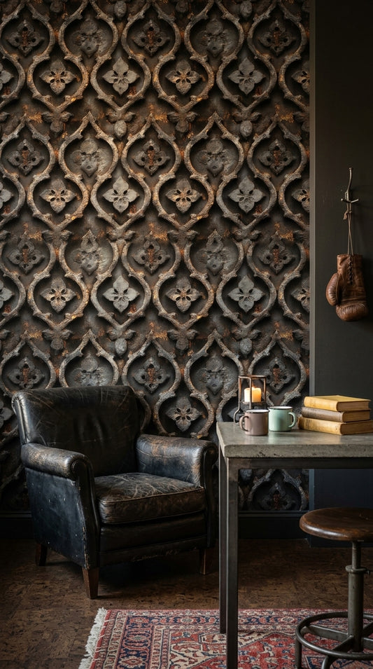 Wrought Iron Wallpaper Rust Removable Moroccan Trellis Wall Double Roll