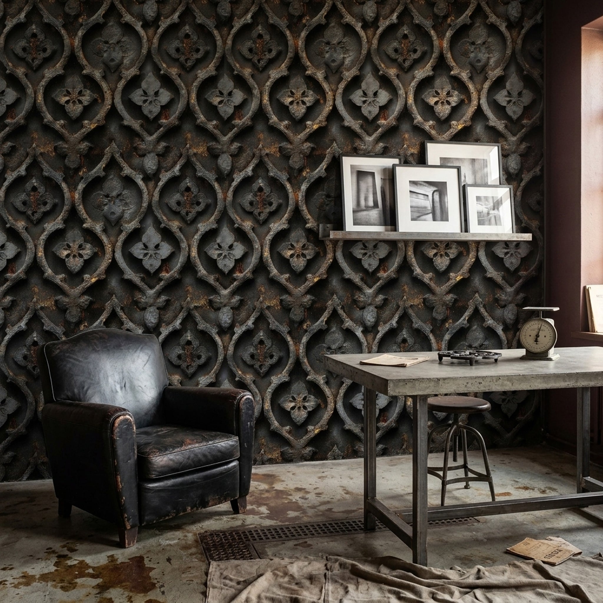 Wrought Iron Wallpaper Rust Removable Moroccan Trellis Wall Decor