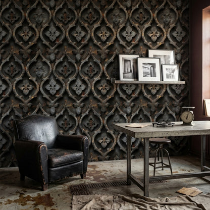 Wrought Iron Wallpaper Rust Removable Moroccan Trellis Wall Decor