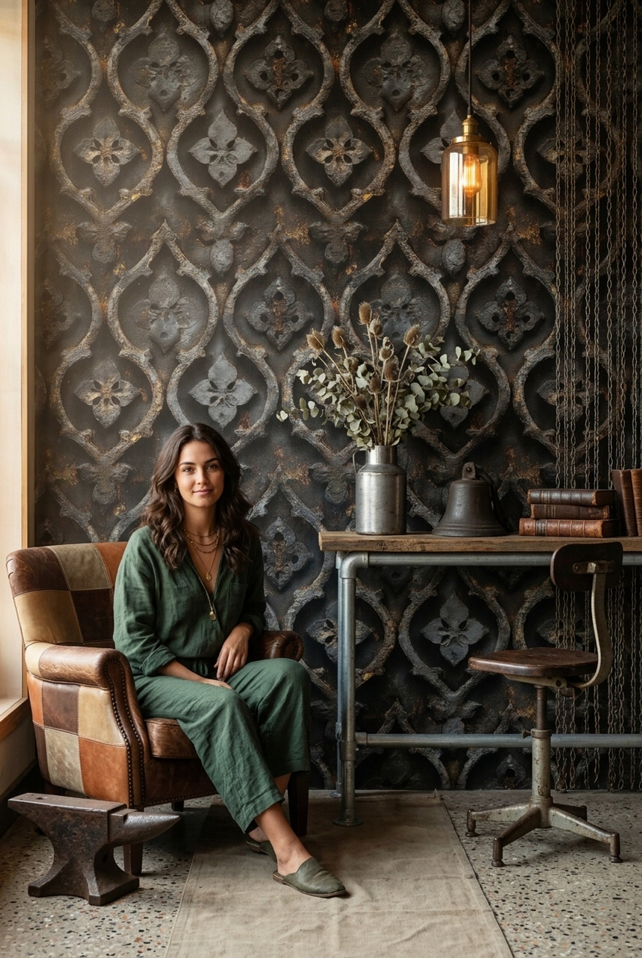 Wrought Iron Wallpaper Rust Removable Moroccan Trellis Wall Decor