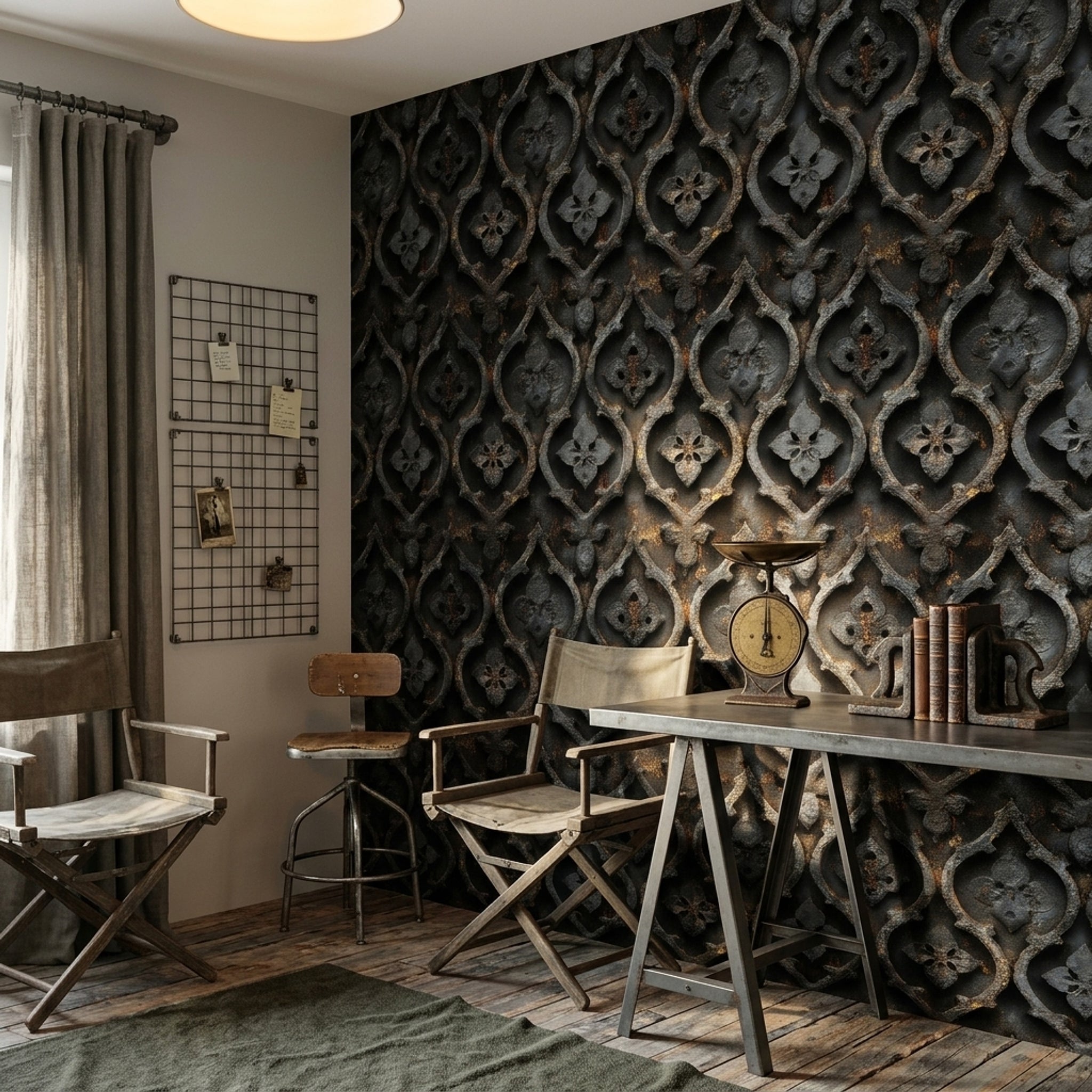 Wrought Iron Wallpaper Rust Removable Moroccan Trellis Wall Decor