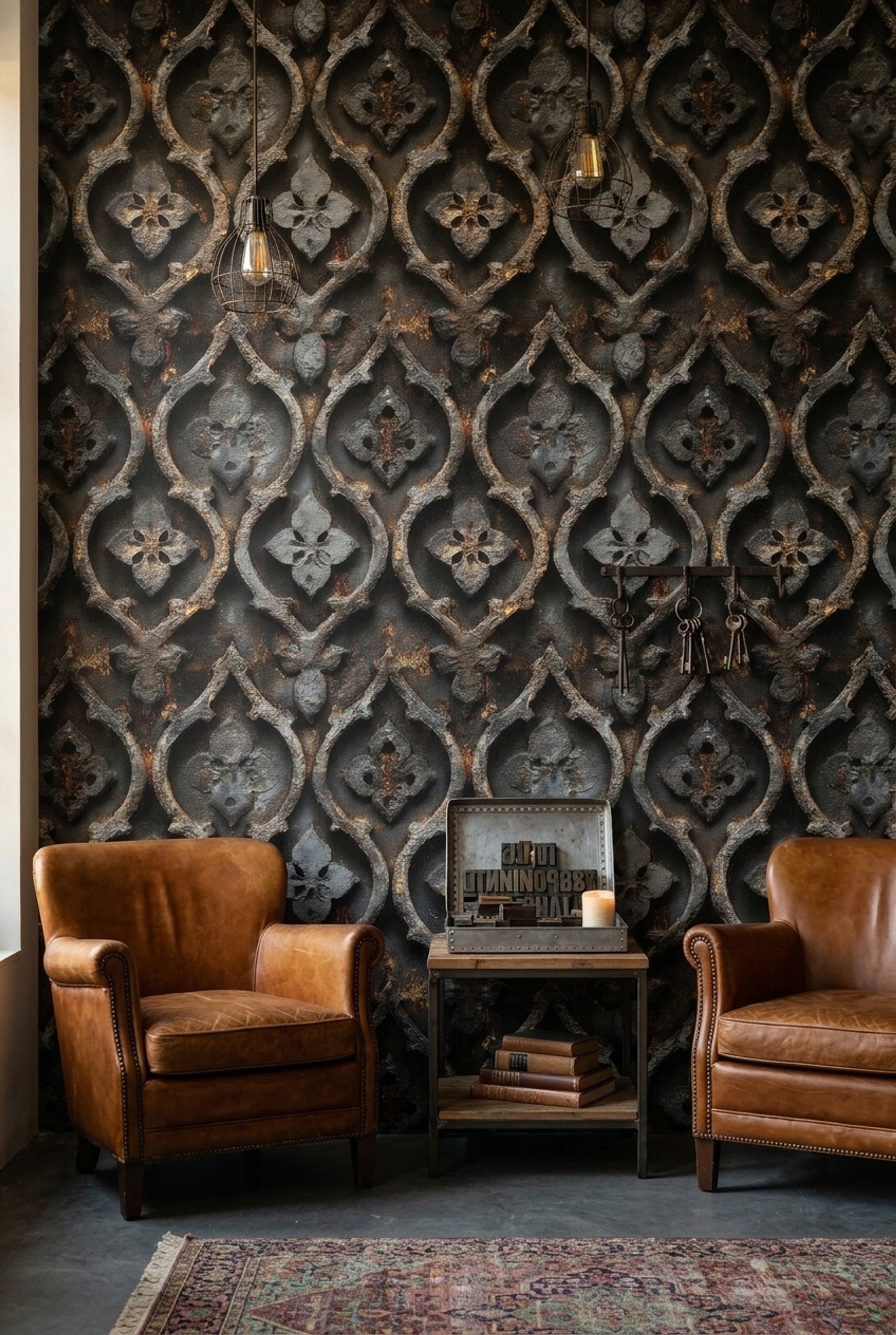 Wrought Iron Wallpaper Rust Removable Moroccan Trellis Wall Decor