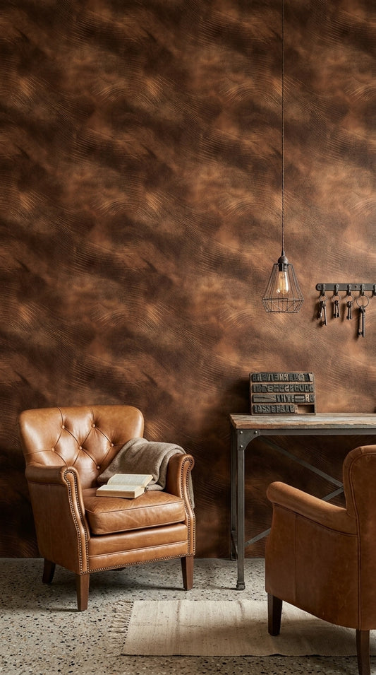 Abstract Texture Wallpaper Copper Highlights Leather Like Removable Wall Decor