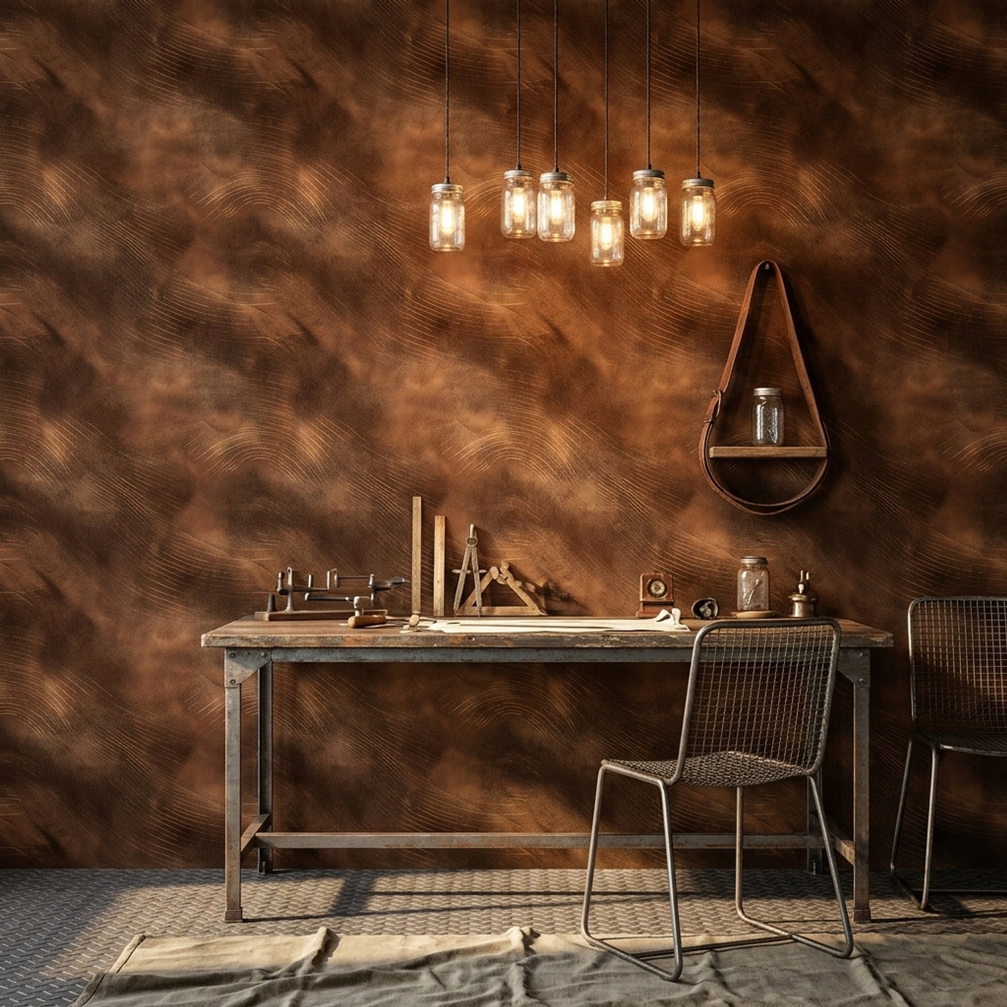 Abstract Texture Wallpaper Copper Highlights Leather Like Removable Wall Decor