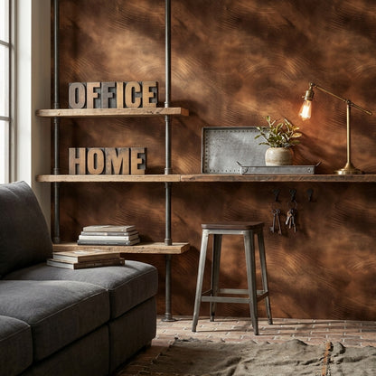 Abstract Texture Wallpaper Copper Highlights Leather Like Removable Wall Decor