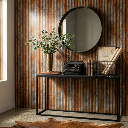 Weathered Metal Wallpaper Corrugated Texture Industrial Decorative Mural