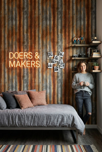 Weathered Metal Wallpaper Corrugated Texture Industrial Decorative Mural