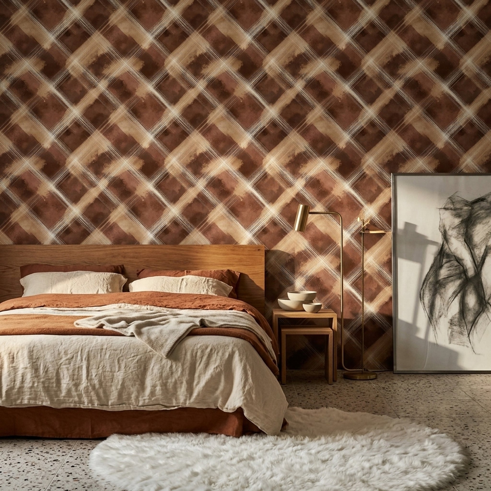 Watercolor Texture Wallpaper Textured Wash Removable Geometric Grid Wall Decor